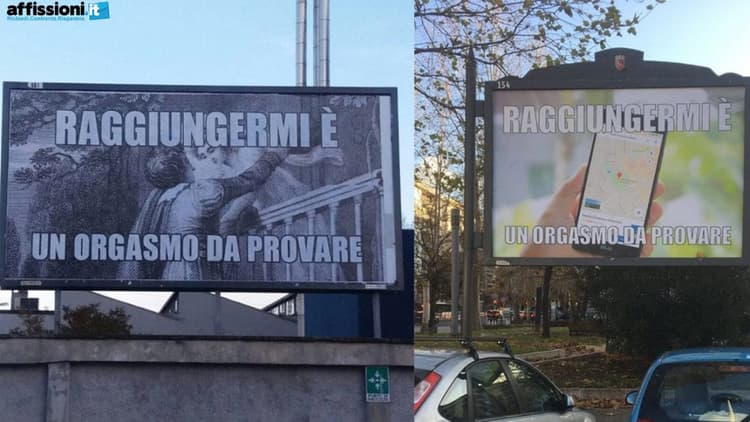 Affissioni a Roma e Milano: “Raggiungermi è un orgasmo da provare”